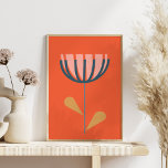 Scandinavian Folk Style Simple Flower in Orange Poster<br><div class="desc">Pretty and minimalist,  this Danish style modern folk floral art features a simple single vector flower in orange.</div>