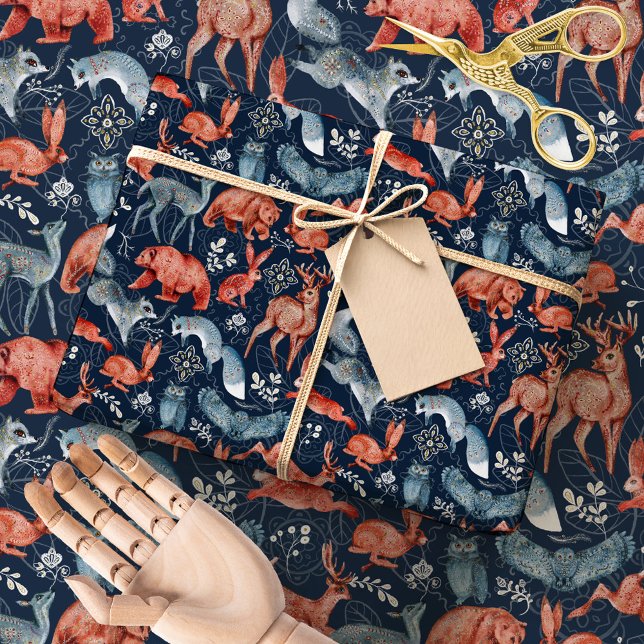 Scandinavian Folk Woodland Animals Wrapping Paper (Creator Uploaded)