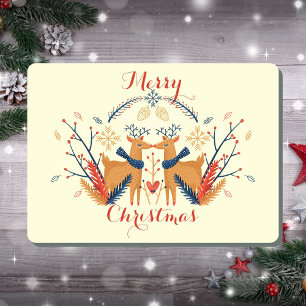 Scandinavian Folk Woodland Deer Holiday Card