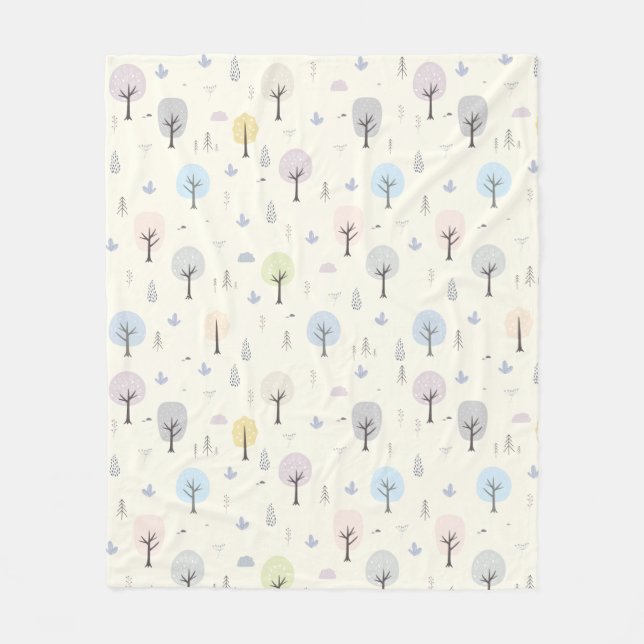 Scandinavian Forest Seamless Pattern Fleece Blanket (Front)