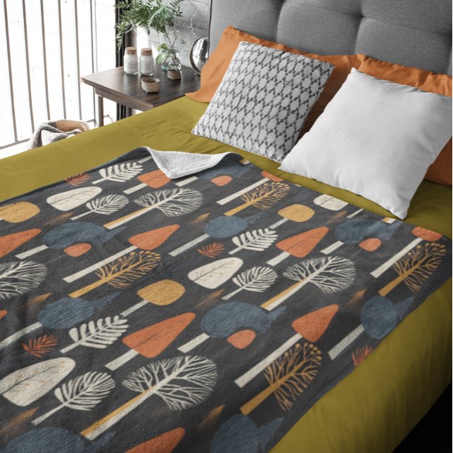 Scandinavian Forest Trees Fleece Blanket (Creator Uploaded)