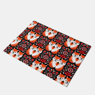 Scandinavian Fox Folk Art Doormat