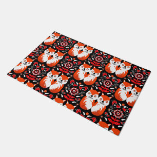 Scandinavian Fox Folk Art Doormat