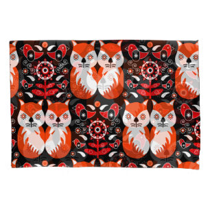 Scandinavian Fox Folk Art Pillowcase