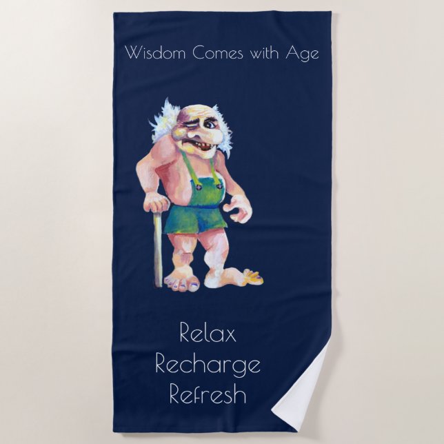 Scandinavian Funny Looking Ogre Troll Beach Towel (Front)