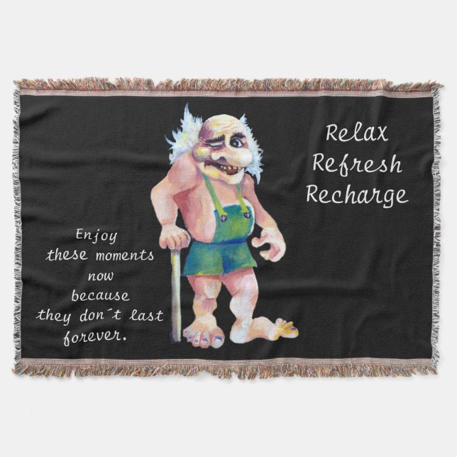 Scandinavian Funny Looking Ogre Troll Throw Blanket (Front)