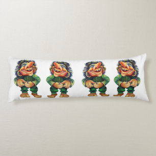 Scandinavian Funny Troll Illustration Watercolor Body Cushion