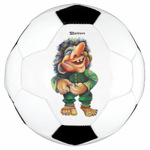 Scandinavian Funny Troll Illustration Watercolor Football