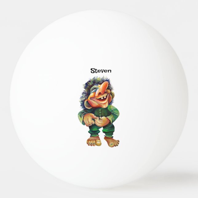 Scandinavian Funny Troll Illustration Watercolor Ping Pong Ball (Front)