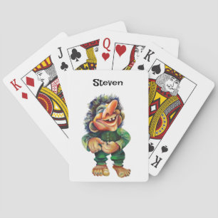 Scandinavian Funny Troll Illustration Watercolor Playing Cards