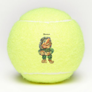 Scandinavian Funny Troll Illustration Watercolor Tennis Balls