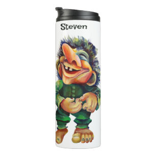 Scandinavian Funny Troll Illustration Watercolor Thermal Tumbler