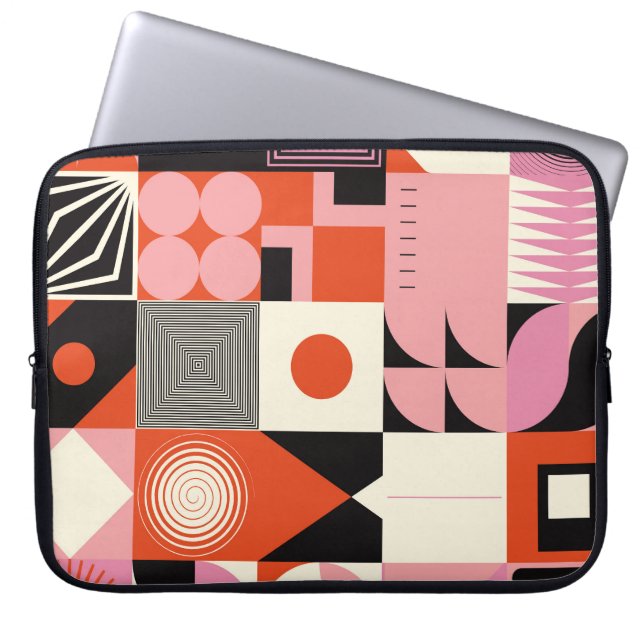 Scandinavian Geometric: Colourful Artwork Pattern Laptop Sleeve (Front)