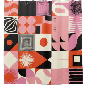 Scandinavian Geometric: Colourful Artwork Pattern Shower Curtain