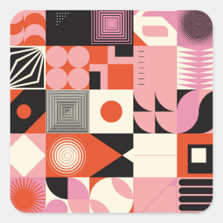 Scandinavian Geometric: Colourful Artwork Pattern Square Sticker