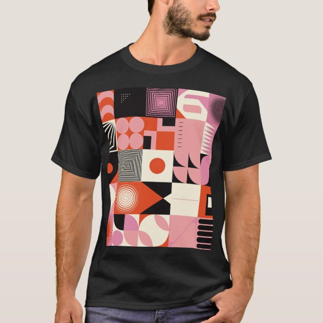 Scandinavian Geometric: Colourful Artwork Pattern T-Shirt (Front)