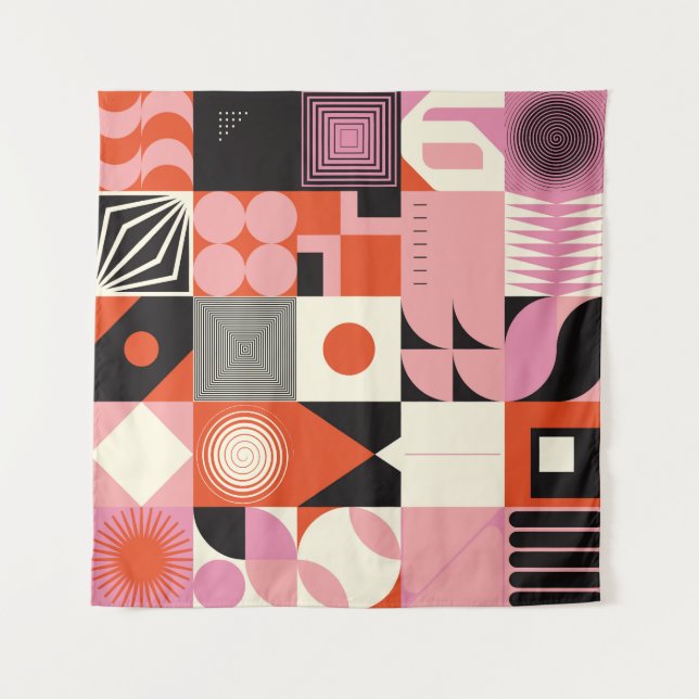 Scandinavian Geometric: Colourful Artwork Pattern Tapestry (Front)