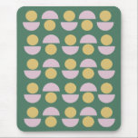 Scandinavian Geometric Floral Pattern in Green Mouse Mat<br><div class="desc">A Scandinavian style geometric floral pattern of shapes in mustard yellow and lilac on a pretty green background.</div>