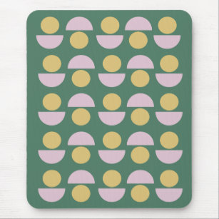 Scandinavian Geometric Floral Pattern in Green Mouse Mat