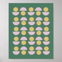 Scandinavian Geometric Floral Pattern in Green