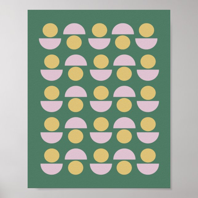 Scandinavian Geometric Floral Pattern in Green Poster (Front)