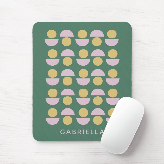 Scandinavian Geometric Green Floral Personalised Mouse Mat (With Mouse)