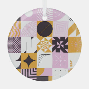 Scandinavian Geometric: Hand-Drawn Artwork. Glass Tree Decoration