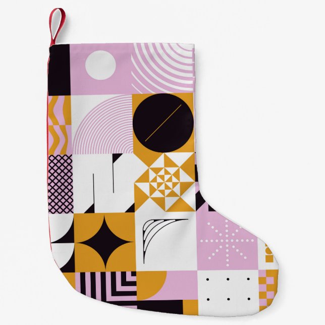 Scandinavian Geometric: Hand-Drawn Artwork. Small Christmas Stocking (Front)