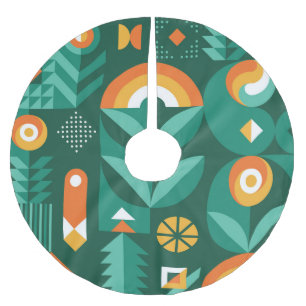 Scandinavian Geometric, Vintage Agriculture Symbol Brushed Polyester Tree Skirt