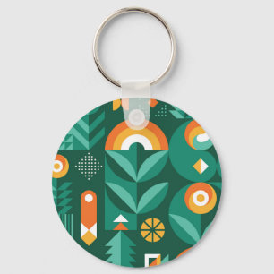 Scandinavian Geometric, Vintage Agriculture Symbol Key Ring