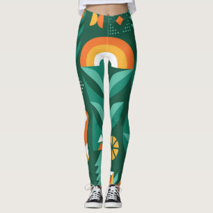 Scandinavian Geometric, Vintage Agriculture Symbol Leggings