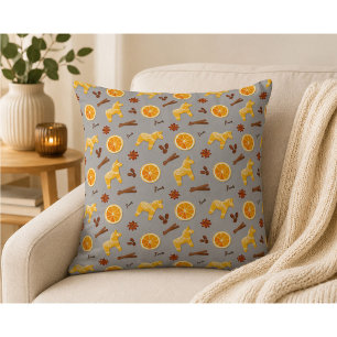 Scandinavian Gingerbread & Citrus Holiday Cushion