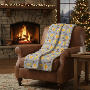 Scandinavian Gingerbread & Citrus Holiday Fleece Blanket