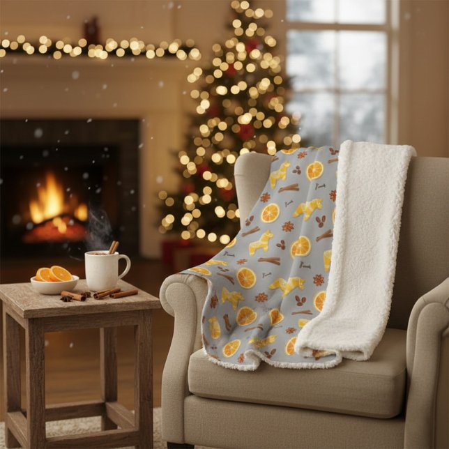Scandinavian Gingerbread & Citrus Holiday  Sherpa Blanket (Creator Uploaded)