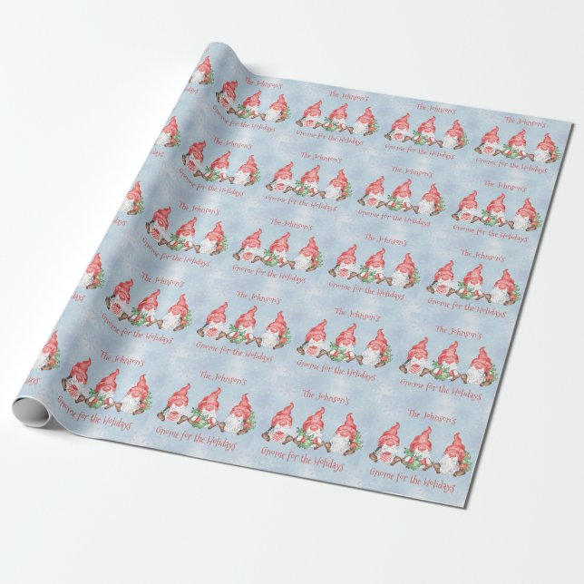Scandinavian Gnome for the Holidays Personalised  Wrapping Paper (Unrolled)