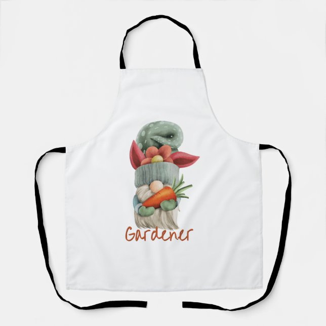 Scandinavian Gnome Gardener with Carrot and Flower Apron (Front)