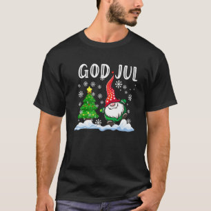 Scandinavian Gnome God Jul With Christmas Tree 202 T-Shirt