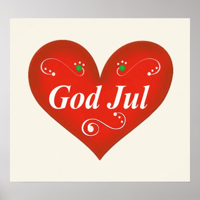 Scandinavian God Jul Christmas Heart Poster (Front)