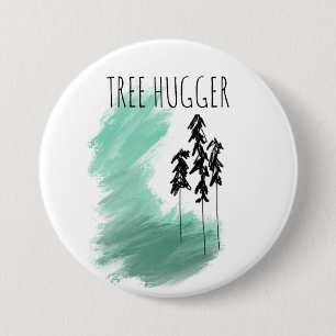 Scandinavian green tree art simple modern mint 7.5 cm round badge