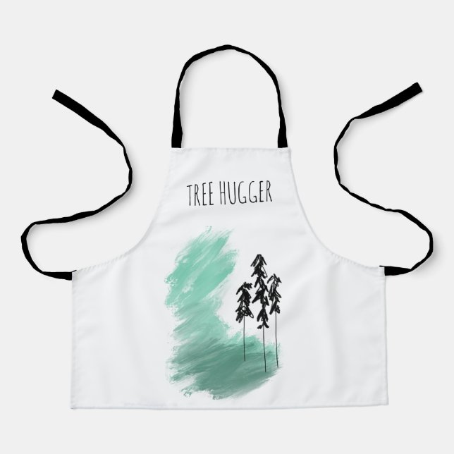 Scandinavian green tree art simple modern mint  apron (Front)