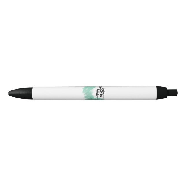 Scandinavian green tree art simple modern mint  black ink pen (Front)
