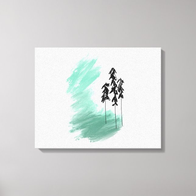 Scandinavian green tree art simple modern mint  canvas print (Front)