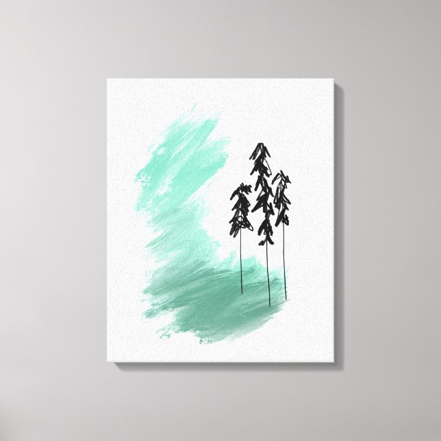 Scandinavian green tree art simple modern mint  canvas print (Front)