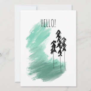 Scandinavian green tree art simple modern mint card