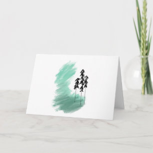 Scandinavian green tree art simple modern mint card
