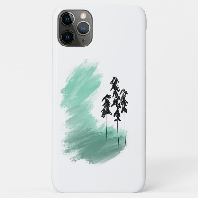 Scandinavian green tree art simple modern mint   Case-Mate iPhone case (Back)