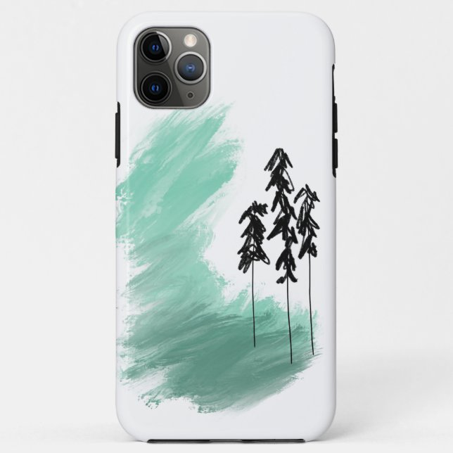 Scandinavian green tree art simple modern mint   Case-Mate iPhone case (Back)