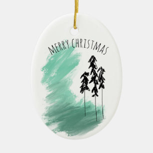 Scandinavian green tree art simple modern mint ceramic tree decoration