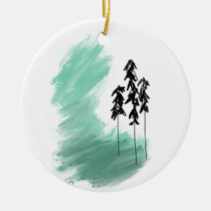 Scandinavian green tree art simple modern mint ceramic tree decoration