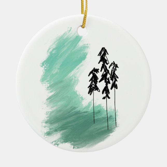 Scandinavian green tree art simple modern mint   ceramic tree decoration (Front)